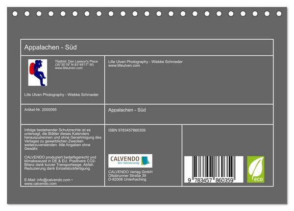 Produktbild: Appalachen - S&uuml;d (Tischkalender 2026 DIN A5 quer), CALVENDO Monatskalender