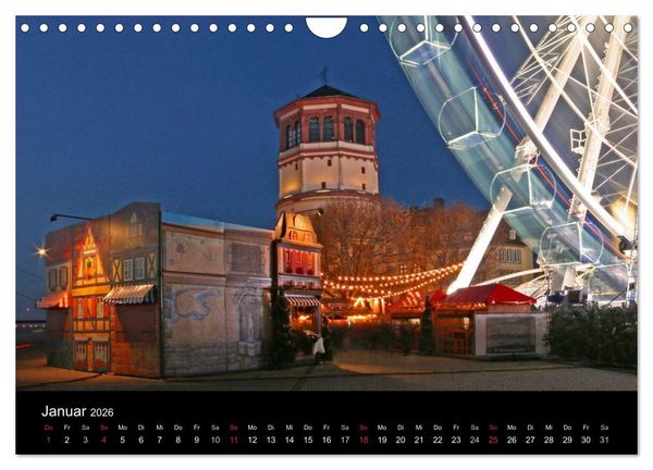 Produktbild: D&uuml;sseldorf Abendstimmungen und Nachtansichten (Wandkalender 2026 DIN A4 quer), CALVENDO Monatskalender