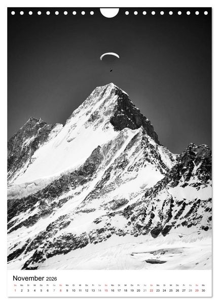 Produktbild: SCHWEIZER ALPEN in Schwarz und Wei&szlig; (Wandkalender 2026 DIN A4 hoch), CALVENDO Monatskalender