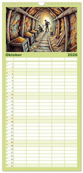 Produktbild: Familienplaner 2026 - Auf den Spuren des Goldes - Vom Goldrausch am Yukon River mit 5 Spalten (Wandkalender, 21 x 45 cm) CALVENDO