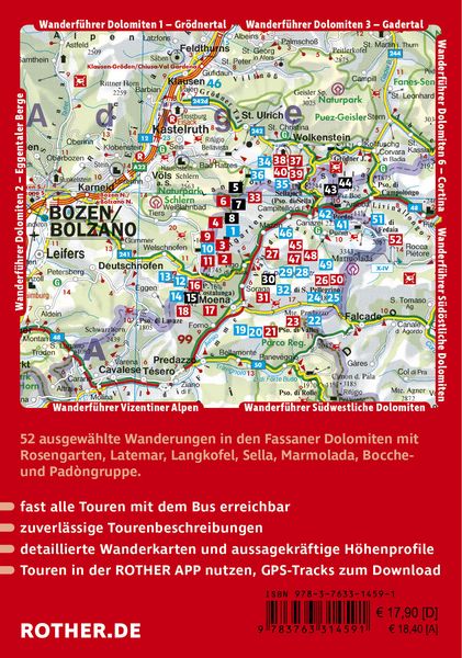 Produktbild: ROTHER Wanderf&uuml;hrer Dolomiten - Fassatal. 52 Touren &ndash; mit Rosengarten, Langkofel, Sella und Marmolada
