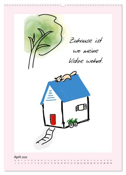 Produktbild: Katzen. Lustige Spr&uuml;che f&uuml;r Katzenmenschen (hochwertiger Premium Wandkalender 2026 DIN A2 hoch), Kunstdruck in Hochglanz