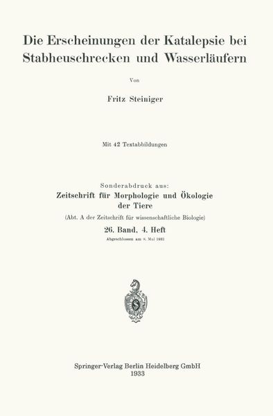 Produktbild: Die Erscheinungen der Katalepsie bei Stabheuschrecken und Wasserl&auml;ufern
