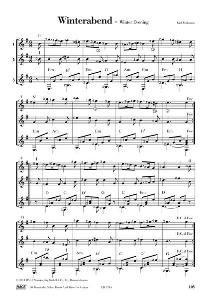 Produktbild: 100 wunderbare Solos, Duette und Trios f&uuml;r Gitarre