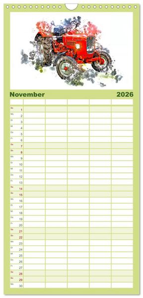 Produktbild: Familienplaner 2026 - Traktoren Oldtimer Legenden mit 5 Spalten (Wandkalender, 21 x 45 cm) CALVENDO