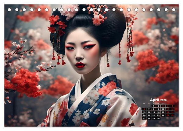 Produktbild: Geishas Portraits von japanischen Gastgeberinnen inspiriert (Tischkalender 2026 DIN A5 quer), CALVENDO Monatskalender