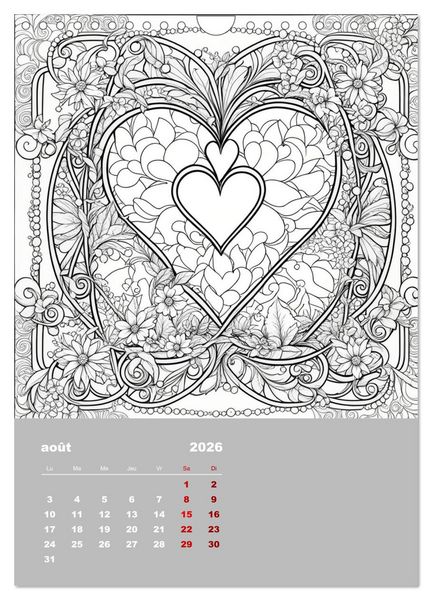 Produktbild: Coloriage (Calendrier mural 2026 DIN A4 horizontal), CALVENDO calendrier mensuel