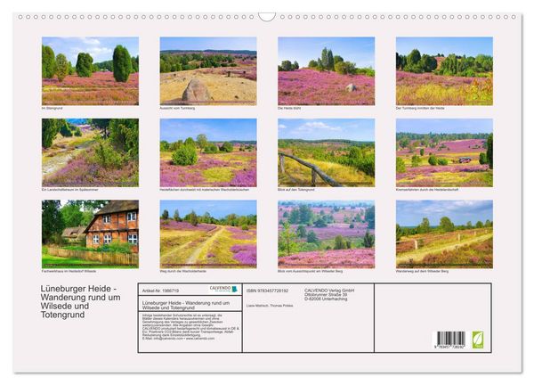 Produktbild: L&uuml;neburger Heide - Wanderung rund um Wilsede und Totengrund (Wandkalender 2026 DIN A2 quer), CALVENDO Monatskalender