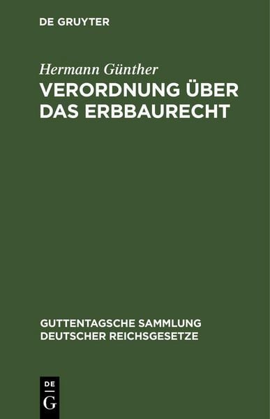Produktbild: Verordnung &uuml;ber das Erbbaurecht