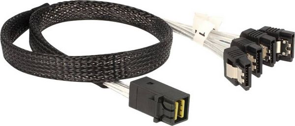 Produktbild: Delock Festplatten Anschlusskabel [1x Mini-SAS-Buchse (SFF-8643) - 4x SATA-Stecker 7pol.] 0.50 m Schwarz