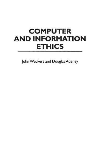 Produktbild: Computer and Information Ethics