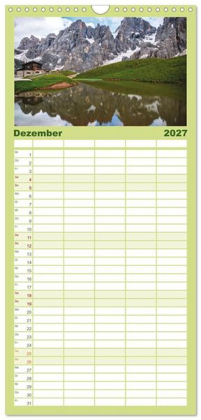 Produktbild: Familienplaner 2027 - Alpensee - Wunder der Natur mit 5 Spalten (Wandkalender, 21 x 45 cm) CALVENDO