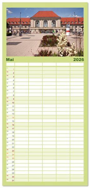 Produktbild: Familienplaner 2026 - Th&uuml;ringen - Weimar mit 5 Spalten (Wandkalender, 21 x 45 cm) CALVENDO