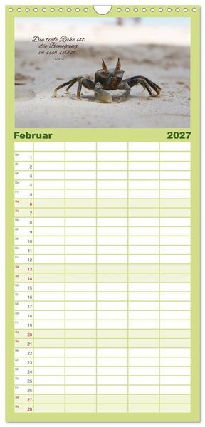 Produktbild: Familienplaner 2027 - Ruhe und Gelassenheit 2027 mit 5 Spalten (Wandkalender, 21 x 45 cm) CALVENDO