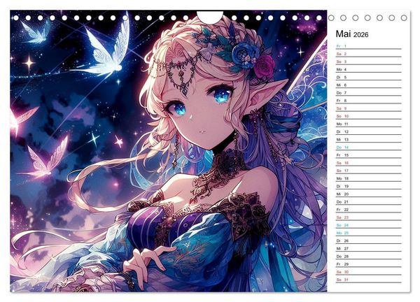 Produktbild: Bezaubernde Manga Elfen (Wandkalender 2026 DIN A4 quer), CALVENDO Monatskalender
