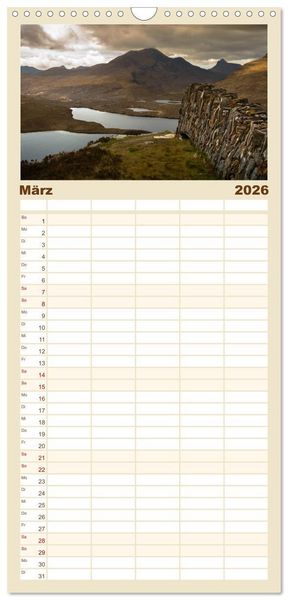 Produktbild: Familienplaner 2026 - Die Highlands - Schottlands rauher Nordwesten mit 5 Spalten (Wandkalender, 21 x 45 cm) CALVENDO