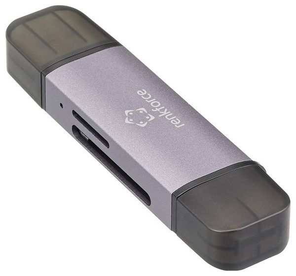Produktbild: Renkforce RF-CR-200 Externer Speicherkartenleser USB-A, USB-C&reg; Dunkelgrau