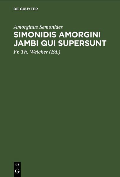 Produktbild: Simonidis Amorgini Jambi qui supersunt