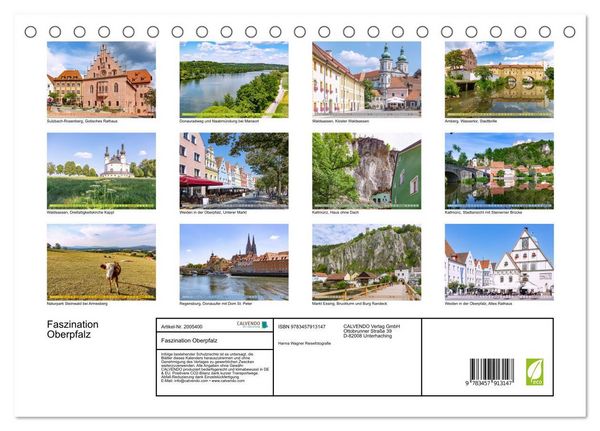 Produktbild: Faszination Oberpfalz (Tischkalender 2026 DIN A5 quer), CALVENDO Monatskalender