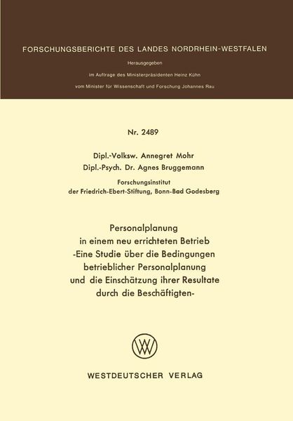 Produktbild: Personalplanung in einem neu errichteten Betrieb