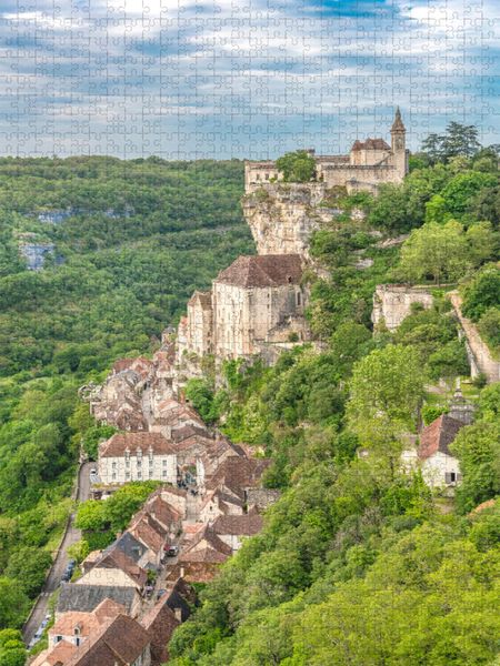 Produktbild: CALVENDO Puzzle Der pittoreske Wallfahrtsort Rocamadour liegt an einem steilen Kalkfelsen | 1000 Teile Lege-Gr&ouml;&szlig;e 64x48cm Foto-Puzzle f&uuml;r gl&uuml;ckliche S