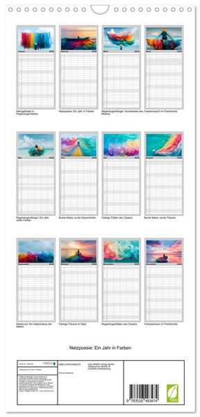 Produktbild: Familienplaner 2026 - Netzpoesie: Ein Jahr in Farben mit 5 Spalten (Wandkalender, 21 x 45 cm) CALVENDO