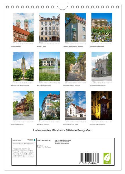 Produktbild: Liebenswertes M&uuml;nchen - Stilisierte Fotografien (Wandkalender 2026 DIN A4 hoch), CALVENDO Monatskalender