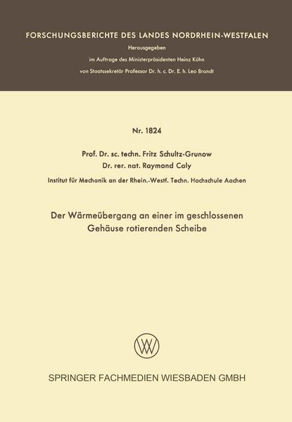 Produktbild: Der W&auml;rme&uuml;bergang an einer im geschlossenen Geh&auml;use rotierenden Scheibe