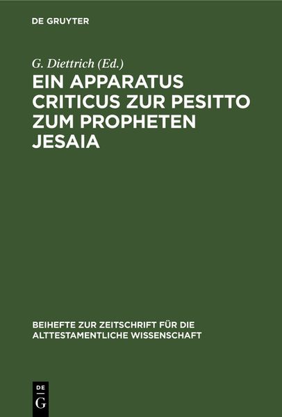 Produktbild: Ein Apparatus criticus zur Pesitto zum Propheten Jesaia