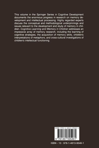 Produktbild: Cognitive Learning and Memory in Children