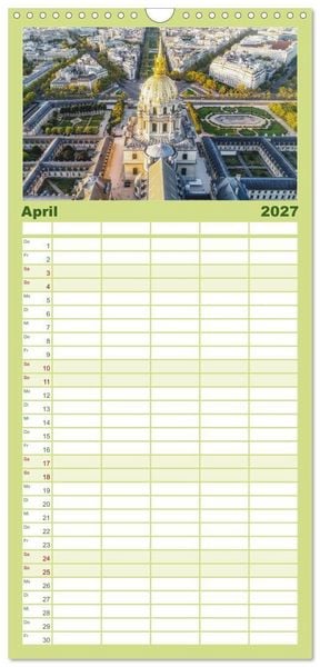 Produktbild: Familienplaner 2027 - Bonjour Paris mit 5 Spalten (Wandkalender, 21 x 45 cm) CALVENDO