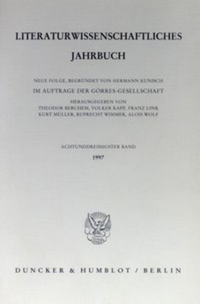 Literaturwissenschaftliches Jahrbuch., Taschenbuch von , Duncker & Humblot, 9783428092710