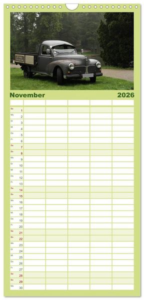Produktbild: Familienplaner 2026 - Oldtimer vergangenger Jahrzehnte mit 5 Spalten (Wandkalender, 21 x 45 cm) CALVENDO