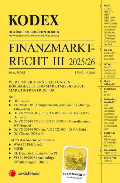 Produktbild: KODEX Finanzmarktrecht Band III 2025/26