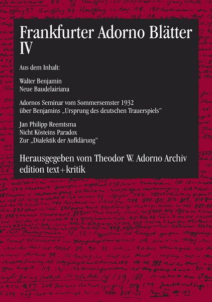 Produktbild: Frankfurter Adorno Bl&auml;tter IV