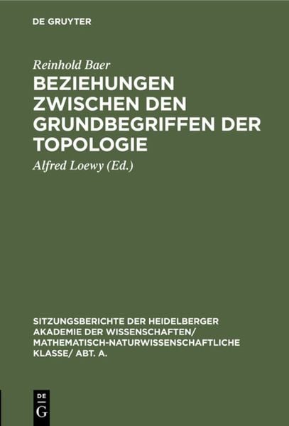 Produktbild: Beziehungen zwischen den Grundbegriffen der Topologie