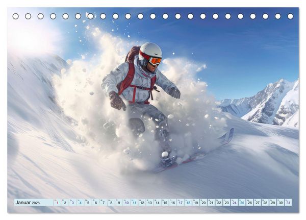 Produktbild: Snowboarder in Aktion (Tischkalender 2026 DIN A5 quer), CALVENDO Monatskalender