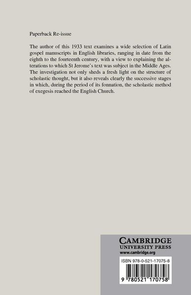 Produktbild: History of the Vulgate in England from Alcuin to Roger Bacon
