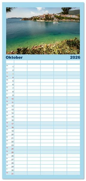 Produktbild: Familienplaner 2026 - Griechenland mit 5 Spalten (Wandkalender, 21 x 45 cm) CALVENDO