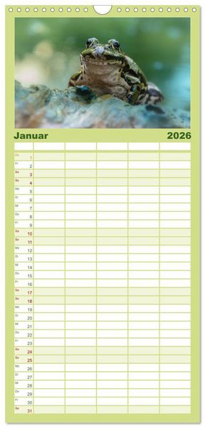 Produktbild: Familienplaner 2026 - Gl&uuml;ckliche Fr&ouml;sche mit 5 Spalten (Wandkalender, 21 x 45 cm) CALVENDO