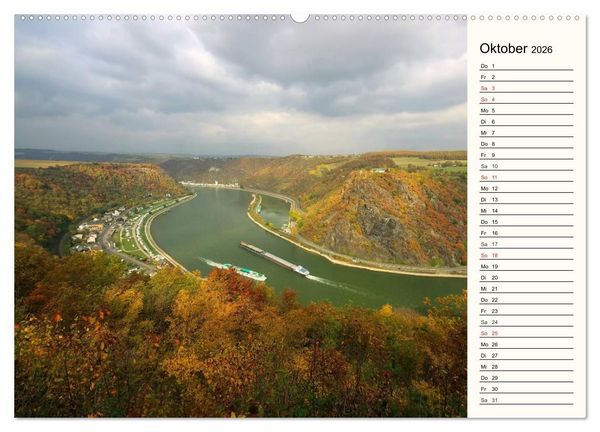 Produktbild: Der Rhein. Oberes Mittelrheintal von Bingen bis Koblenz (hochwertiger Premium Wandkalender 2026 DIN A2 quer), Kunstdruck in Hochglanz