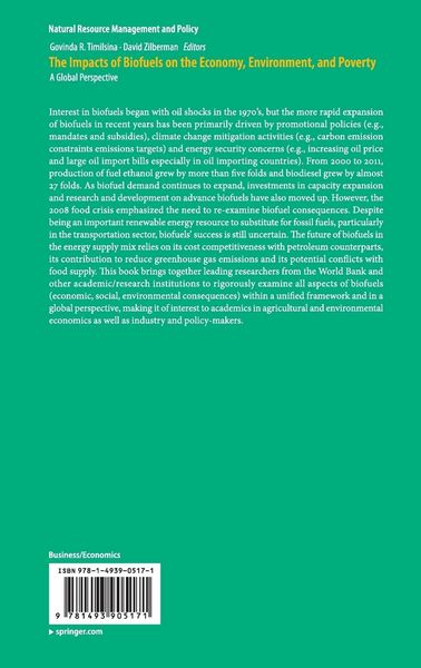 Produktbild: The Impacts of Biofuels on the Economy, Environment, and Poverty