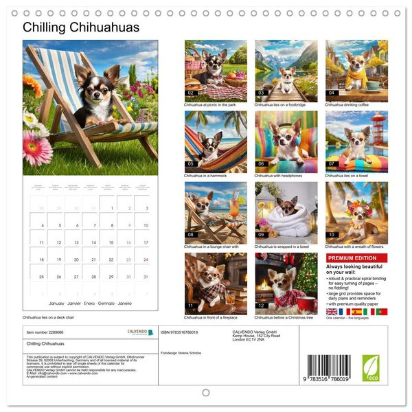 Produktbild: Chilling Chihuahuas (Wall Calendar 2027 12 &times; 12 Inch) CALVENDO 12 Month Wall Calendar