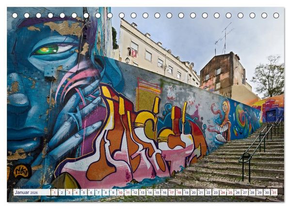 Produktbild: LISSABON GRAFFITI (Tischkalender 2026 DIN A5 quer), CALVENDO Monatskalender