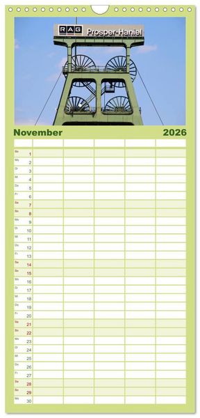 Produktbild: Familienplaner 2026 - Zeche Prosper-Haniel Bottrop mit 5 Spalten (Wandkalender, 21 x 45 cm) CALVENDO