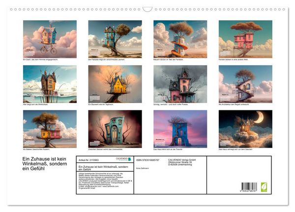 Produktbild: Ein Zuhause ist kein Winkelma&szlig;, sondern ein Gef&uuml;hl (Wandkalender 2026 DIN A2 quer), CALVENDO Monatskalender