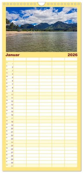 Produktbild: Familienplaner 2026 - Hawaii - Eindr&uuml;cke von Big Island, Kauai & Oahu mit 5 Spalten (Wandkalender, 21 x 45 cm) CALVENDO