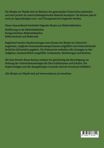 Produktbild: Skripte zur Physik - Elektrizit&auml;tslehre