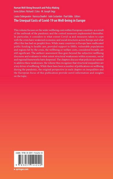 Produktbild: The Unequal Costs of Covid-19 on Well-being in Europe