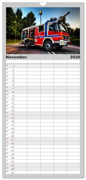 Produktbild: Familienplaner 2026 - HDR Einsatzfahrzeuge mit 5 Spalten (Wandkalender, 21 x 45 cm) CALVENDO